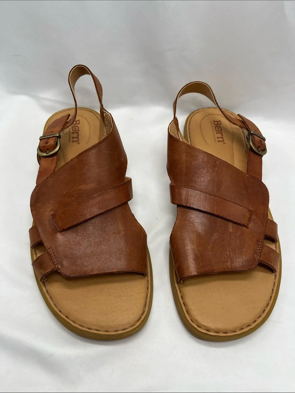 Born Inka Brown Leather Slingback Strap Sandals